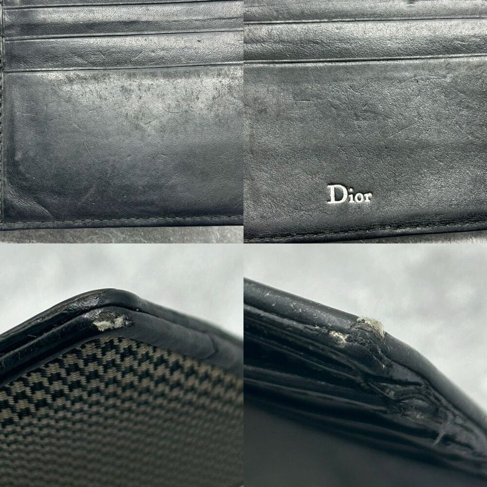 Dior Homme Black Houndstooth Bifold Wallet Canvas Leather Trim - Picture 15 of 15